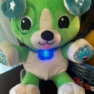 Green and White Plush Toy with Soft Texture